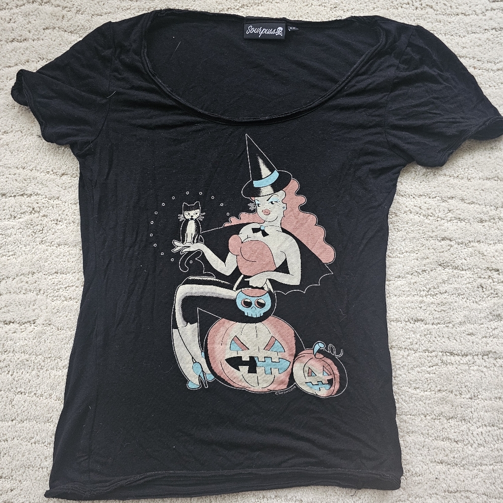 Sourpuss Pinup Witch tshirt